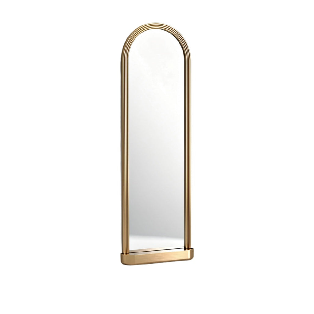 Arched Gold Floor Mirror with Minimalist Design