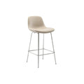 Modern Beige Upholstered Bar Stool with Chrome Legs